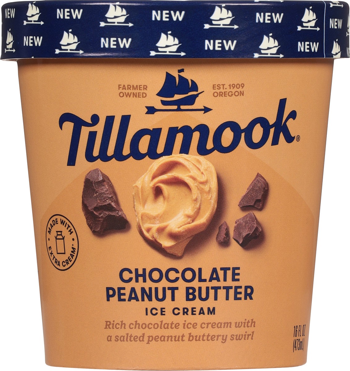 slide 8 of 13, Tillamook Chocolate Peanut Butter Ice Cream 16 fl oz,