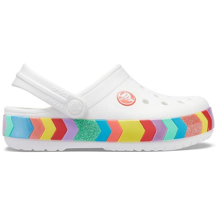 slide 2 of 6, Crocs Crocband Kids Chevron Beaded Clog - White, Size 5