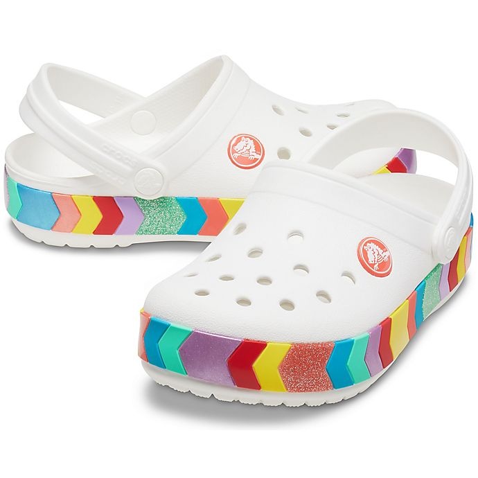 slide 3 of 6, Crocs Crocband Kids Chevron Beaded Clog - White, Size 5