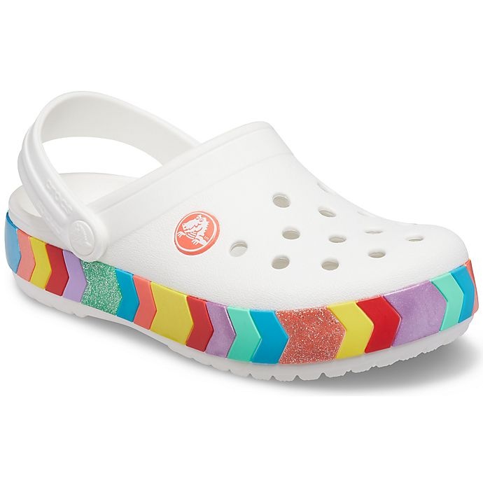 slide 1 of 6, Crocs Crocband Kids Chevron Beaded Clog - White, Size 5