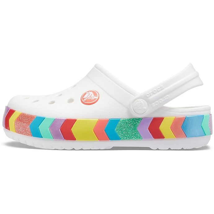 slide 6 of 6, Crocs Crocband Kids Chevron Beaded Clog - White, Size 5