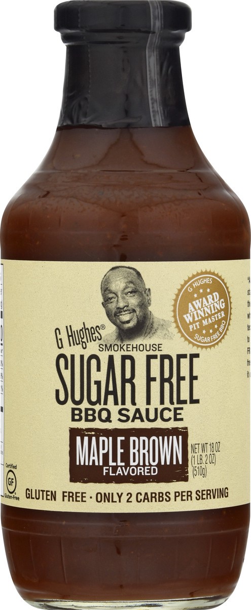 slide 6 of 9, G Hughes Smokehouse Sugar-Free Maple Brown Barbecue Sauce, 18 oz