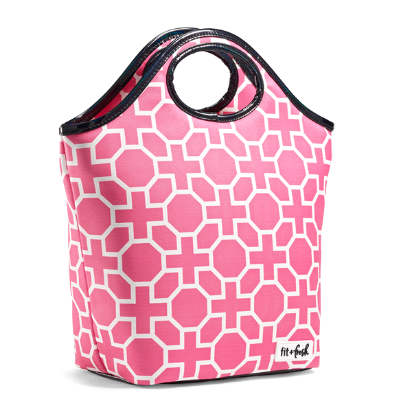 slide 1 of 1, Fit & Fresh Burlingame Lunch Bag, Classic Trellis Pink, 1 ct