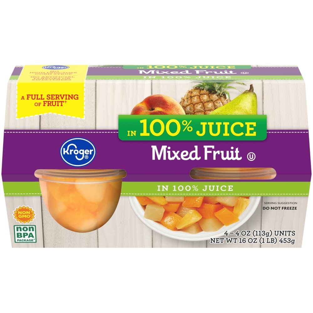 slide 1 of 1, Kroger Mixed Fruit In 100% Juice, 16 oz