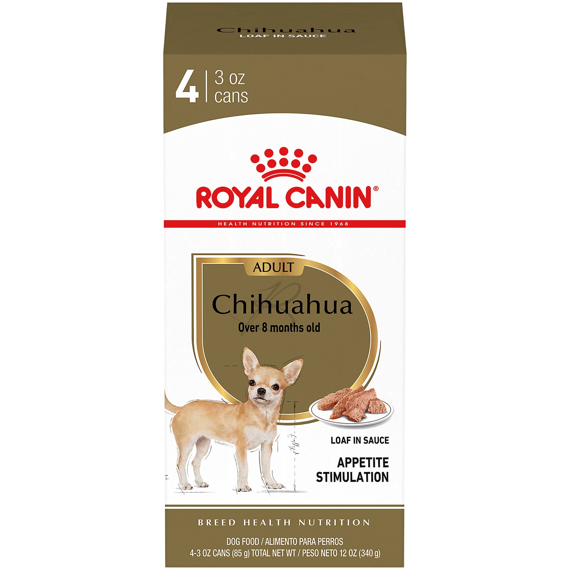 slide 1 of 9, Royal Canin Breed Health Nutrition Chihuahua Loaf In Sauce Dog Food Multipack, 4 ct; 3 oz