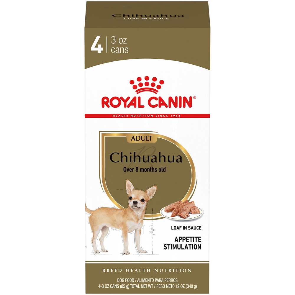 slide 1 of 9, Royal Canin Breed Health Nutrition Chihuahua Loaf In Sauce Dog Food Multipack, 4 ct; 3 oz