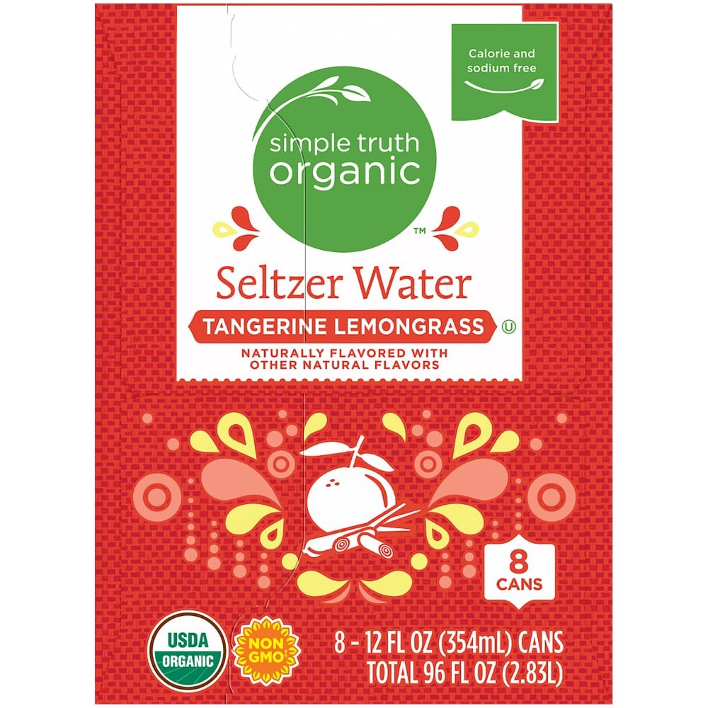 slide 4 of 4, Simple Truth Organic Tangerine Lemongrass Seltzer Water - 8 ct, 8 ct