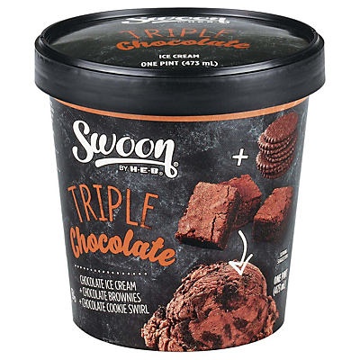 slide 1 of 1, Swoon by H-E-B Triple Chocolate Ice Cream, 1 pint