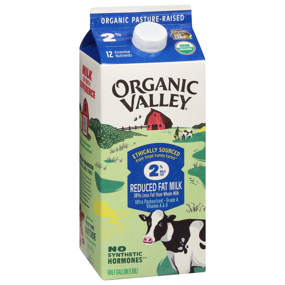 slide 2 of 9, Organic Valley 2% Milk Fat Reduced Fat Milk 0.5 gal, 1/2 gal