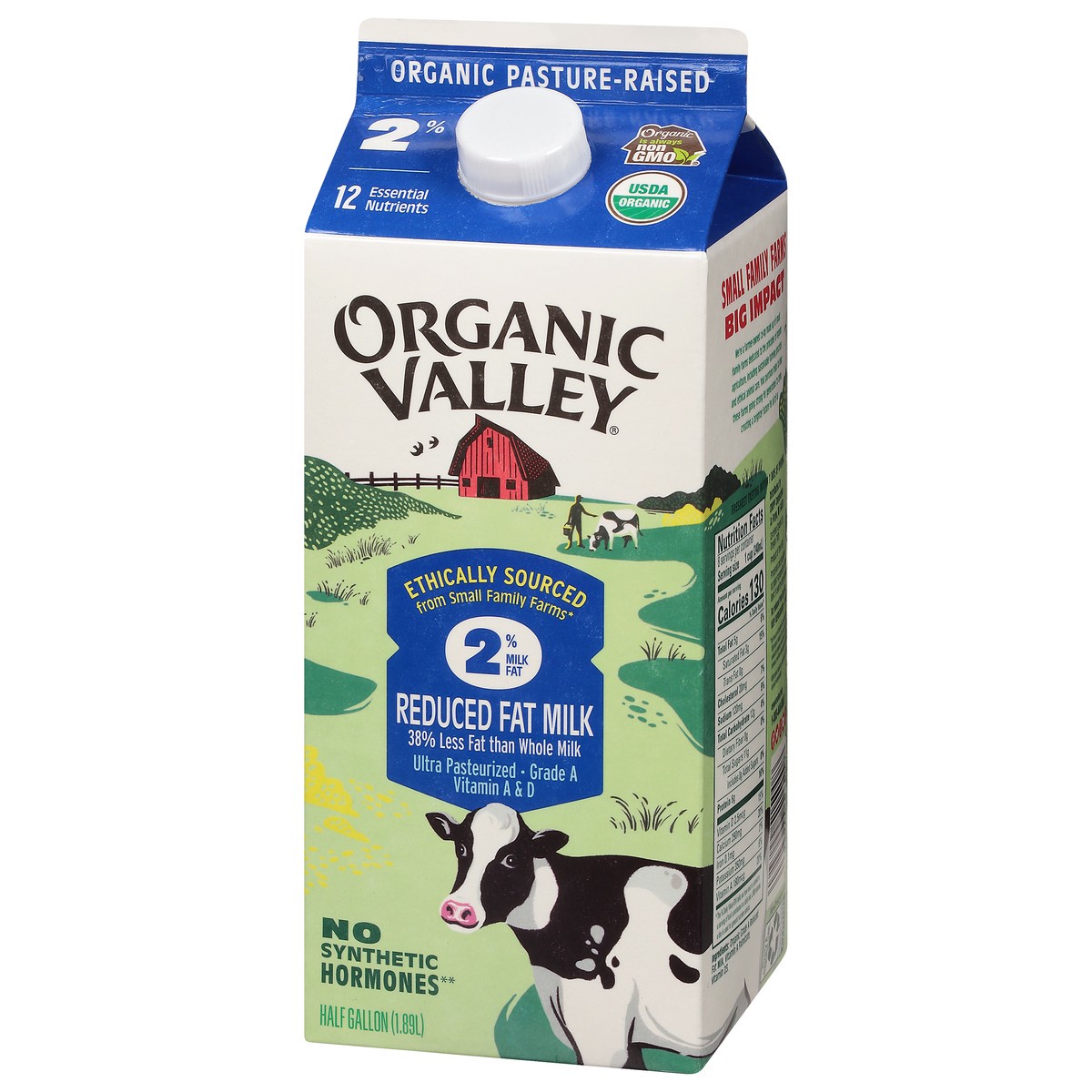 slide 3 of 9, Organic Valley 2% Milk Fat Reduced Fat Milk 0.5 gal, 1/2 gal
