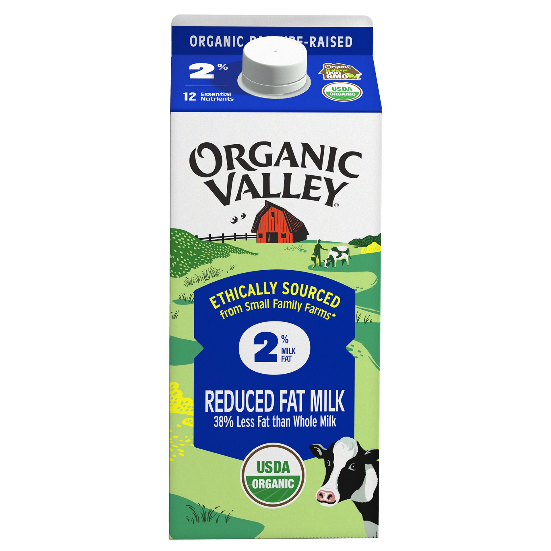 slide 1 of 9, ORGANIC VALLEY 2% (Reduced Fat) Organic Milk - Ultra Pasteurized, 64 oz, 64 oz