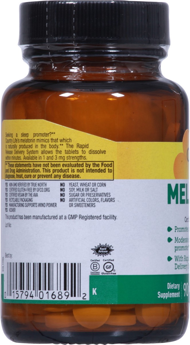 slide 6 of 10, Country Life 3 mg Melatonin 90 Tablets, 90 ct