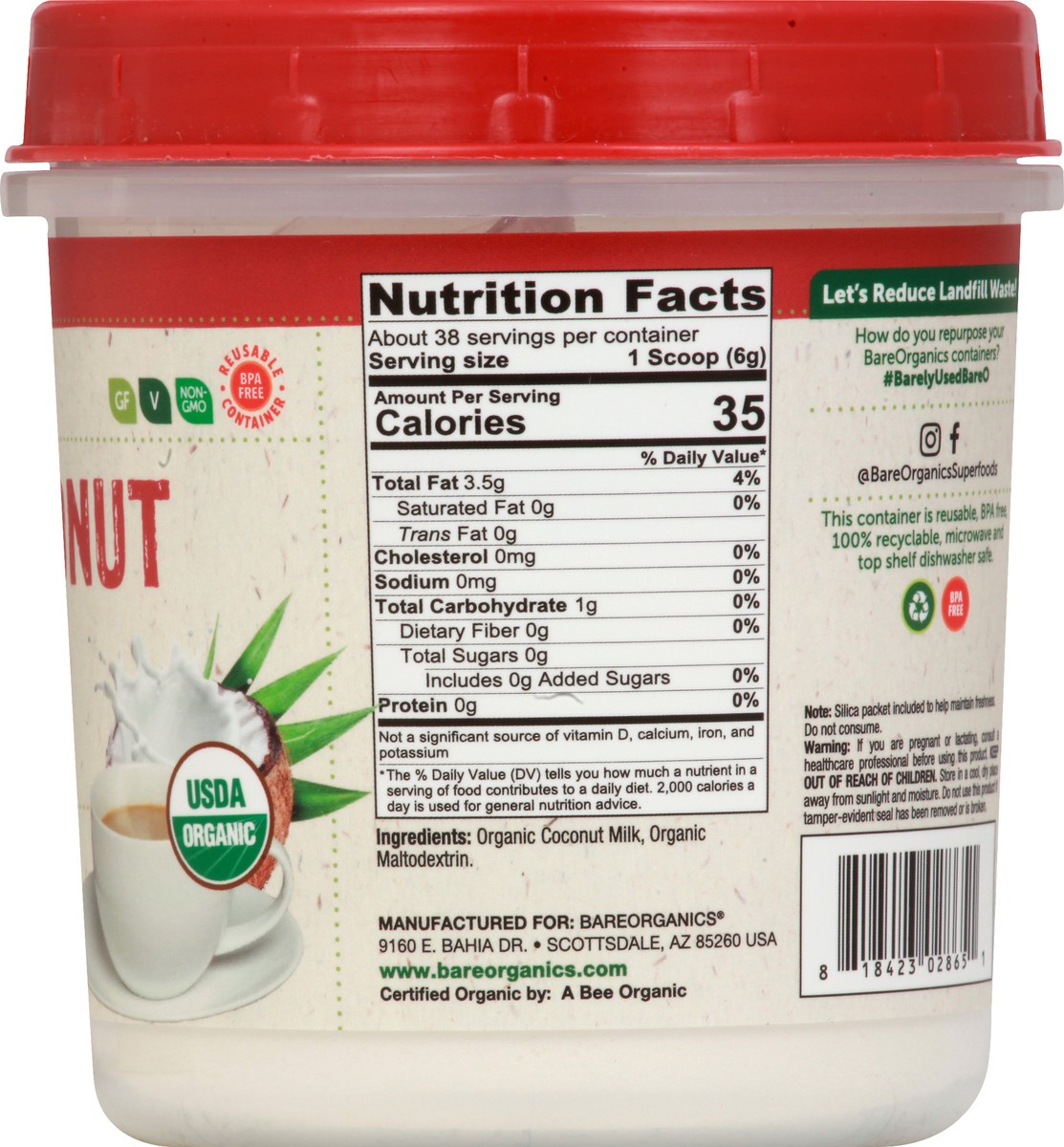 slide 5 of 11, BareOrganics Coconut Milk 8 oz, 8 oz