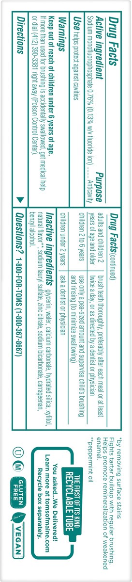 slide 6 of 7, Tom's of Maine Whole Care Natural Toothpaste with Fluoride, Peppermint, 4 Oz.. 2-Pk., 2 ct