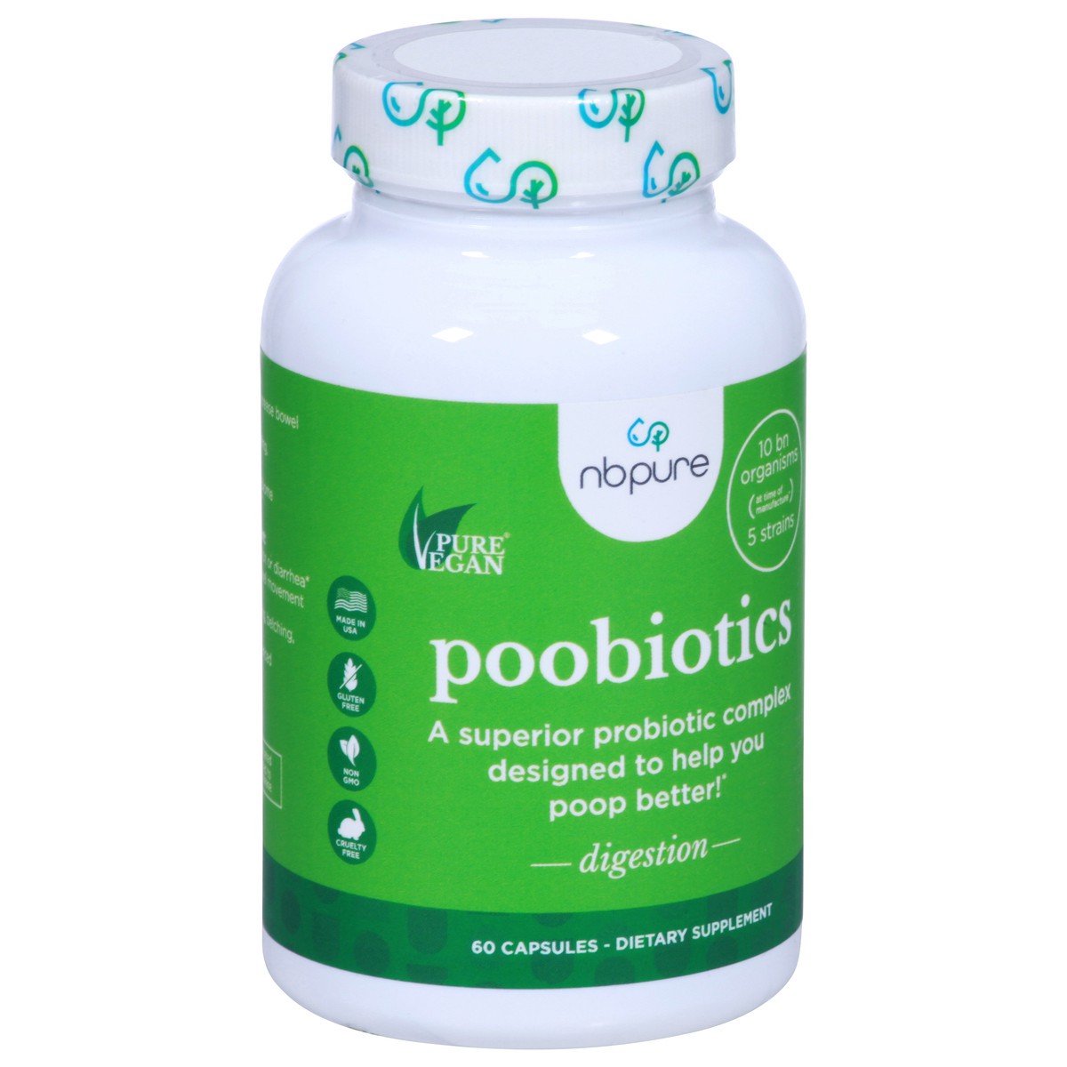 slide 10 of 10, NBPure Digestion Poobiotics 60 Capsules, 60 ct