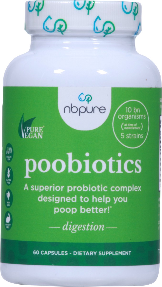 slide 8 of 10, NBPure Digestion Poobiotics 60 Capsules, 60 ct