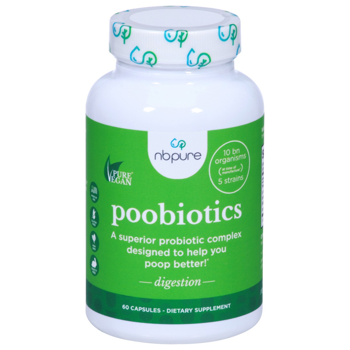 slide 9 of 10, NBPure Digestion Poobiotics 60 Capsules, 60 ct