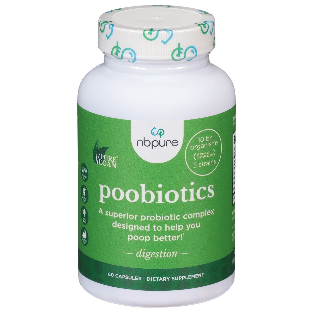 slide 1 of 10, NBPure Digestion Poobiotics 60 Capsules, 60 ct