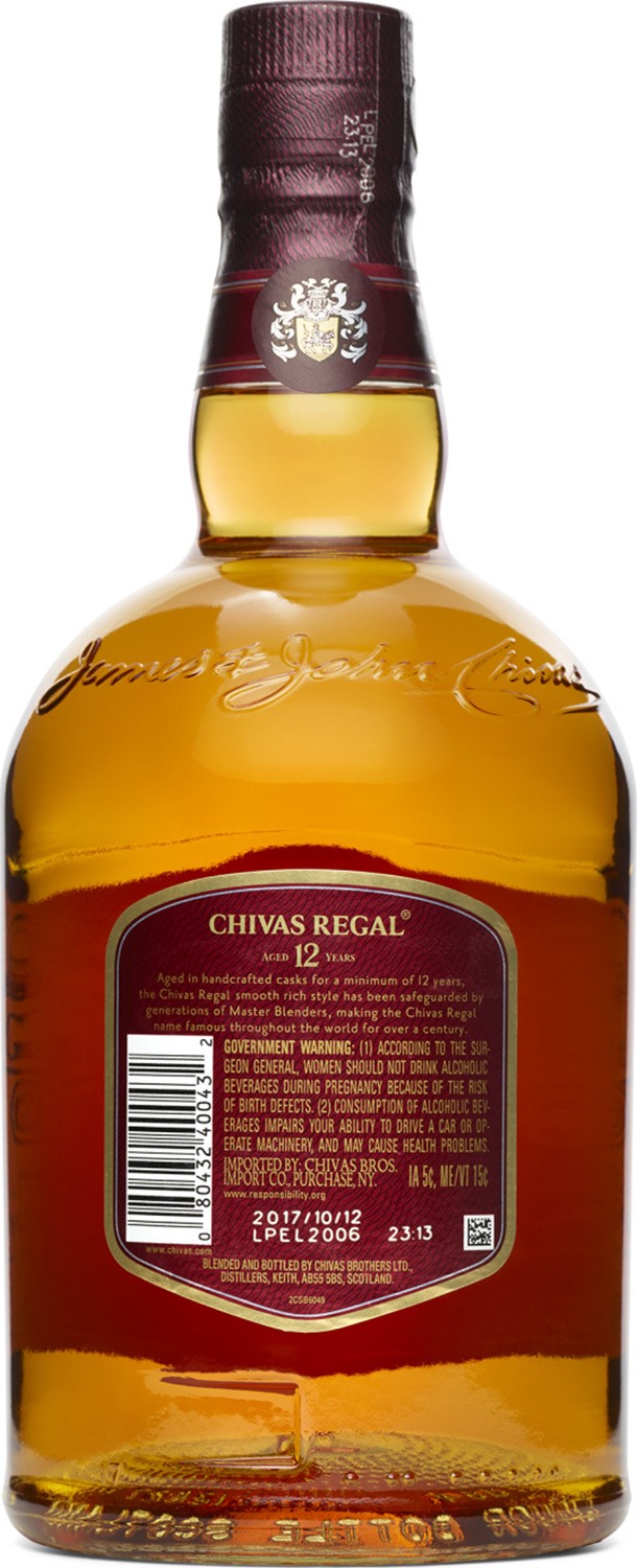 slide 6 of 6, Chivas Regal 12 Year Old Blended Scotch Whisky, 1 L Bottle, 40% ABV, 1 liter