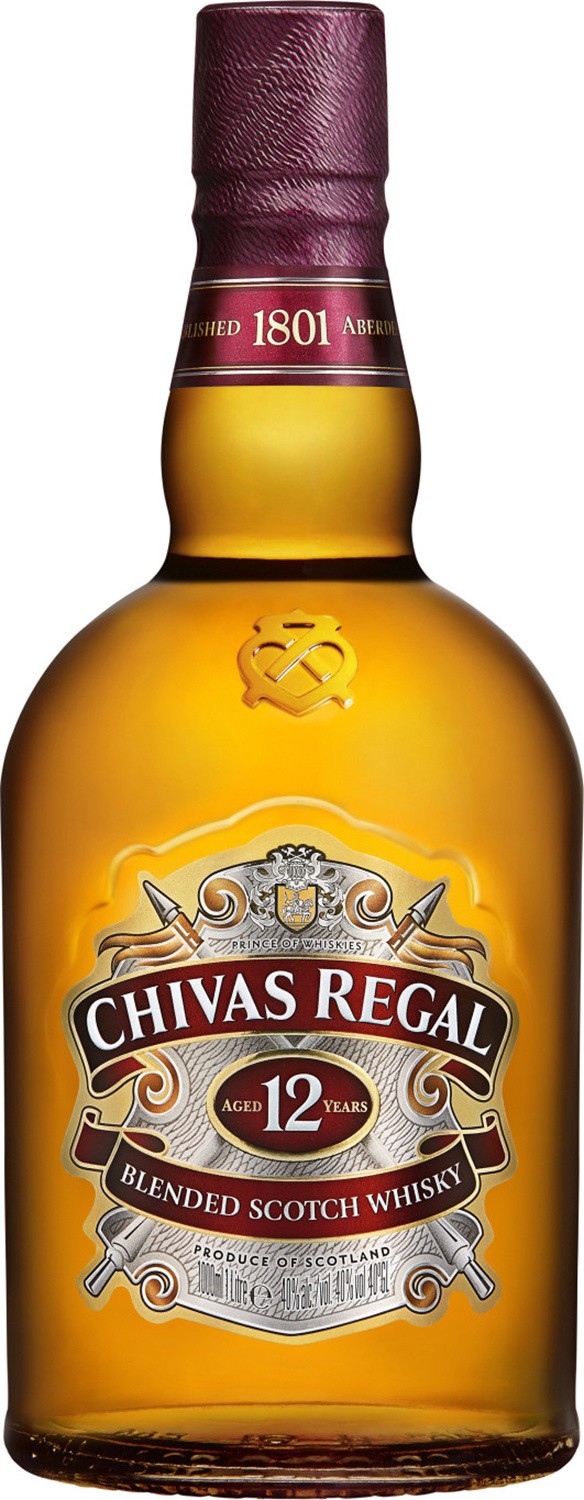 slide 1 of 6, Chivas Regal 12 Year Old Blended Scotch Whisky, 1 L Bottle, 40% ABV, 1 liter