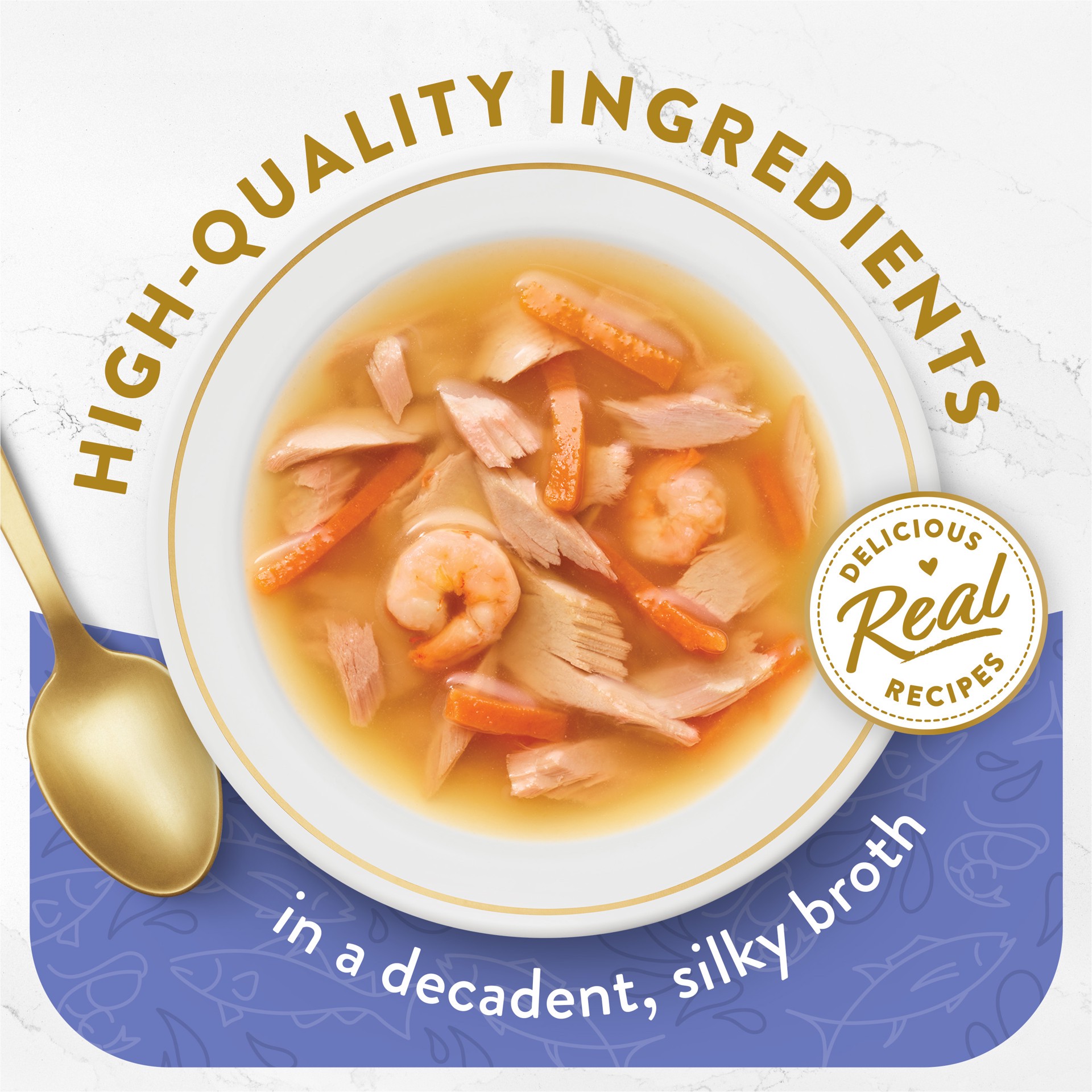 slide 8 of 9, Fancy Feast Classic Broths with Tuna, Shrimp & Whitefish Gourmet Cat Complement, 1.4 oz