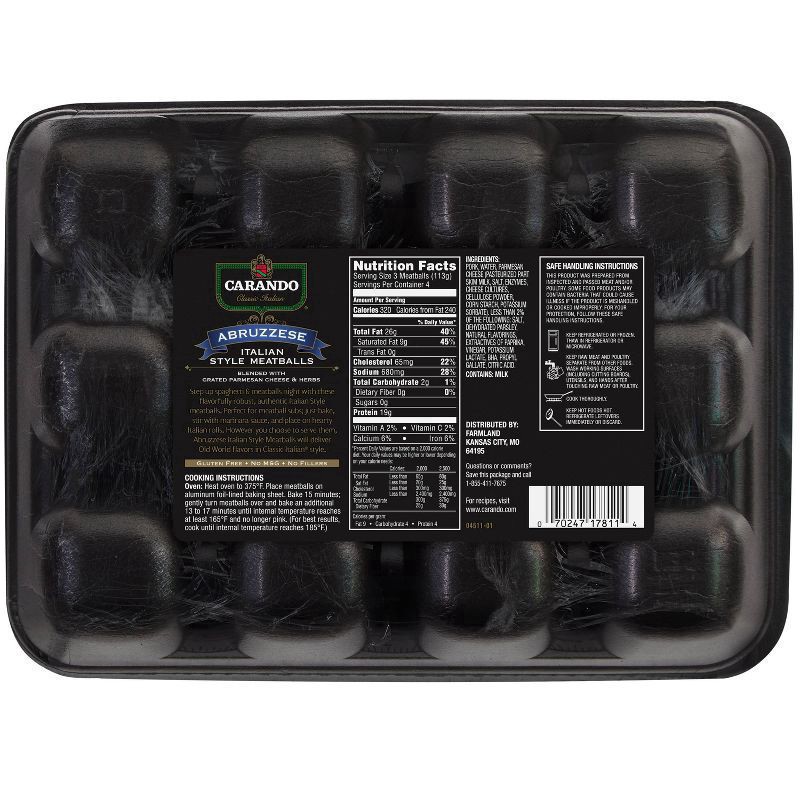 slide 2 of 3, Carando Italian Style Abruzzese Pork Meatballs, 16 oz, 16 oz