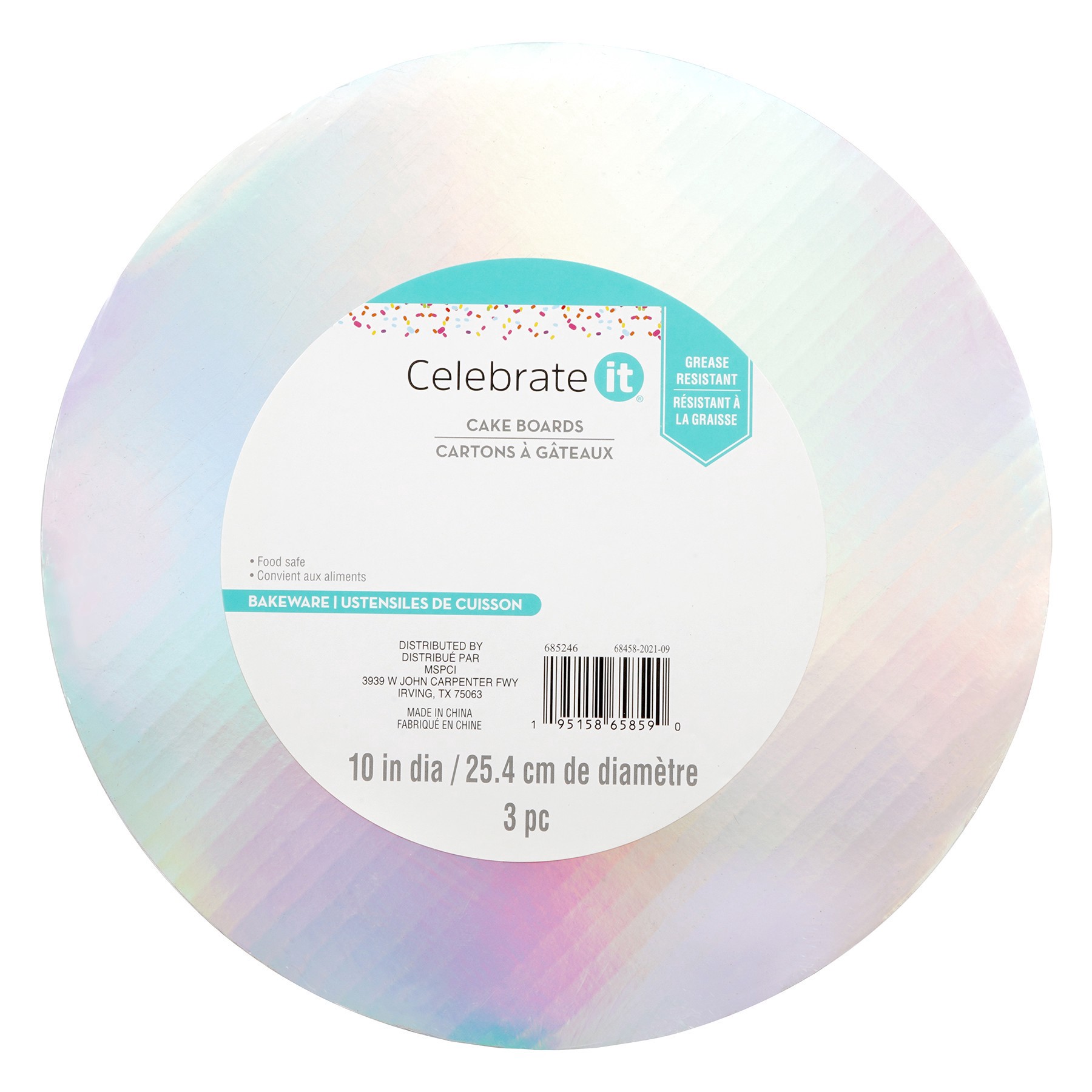 slide 3 of 3, 10" Iridescent Cake Boards By Celebrate It, 3ct., 3 ct