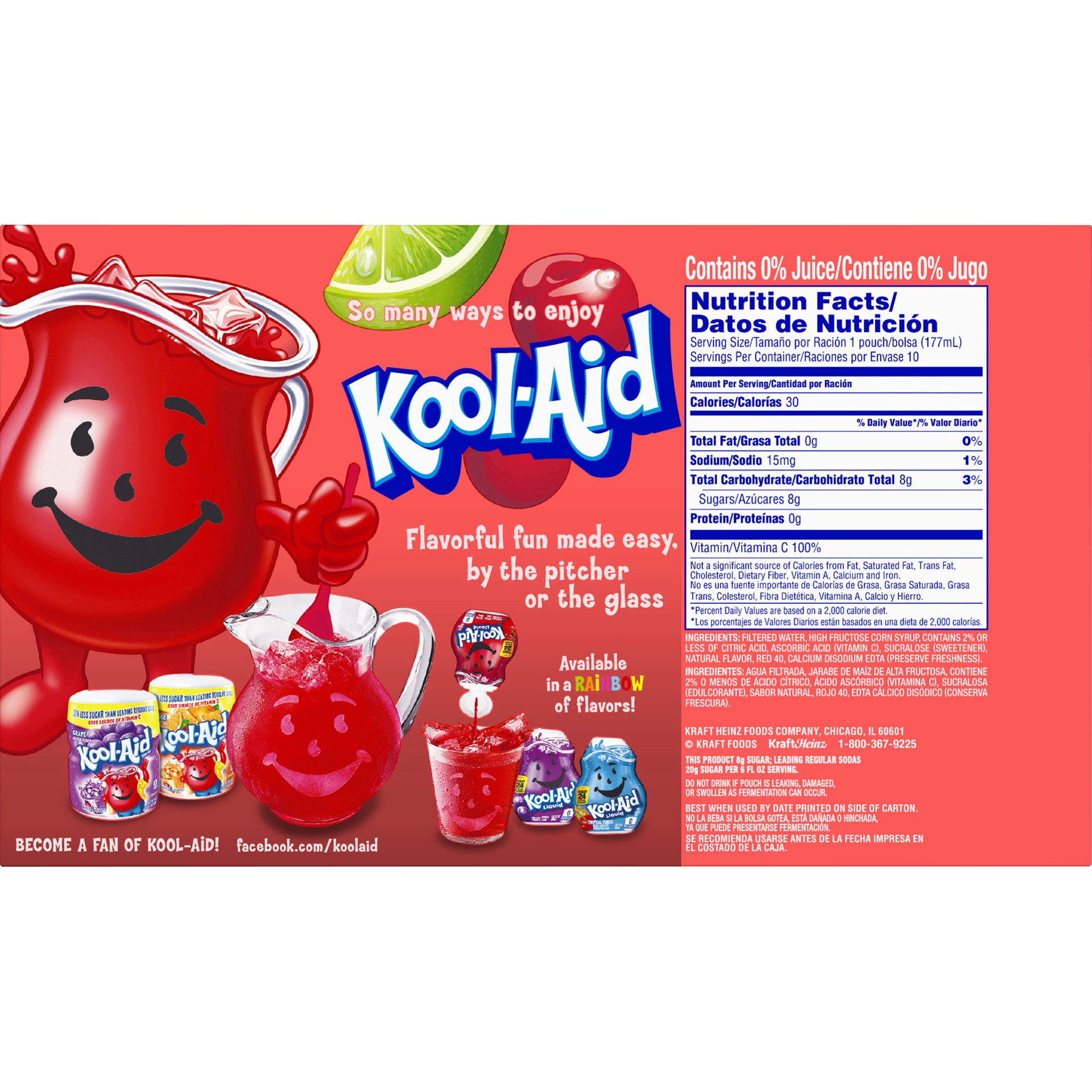 slide 5 of 5, Kool-Aid Jammers Cherry Limeade Naturally Flavored Soft Drink, 10 ct Box, 6 fl oz Pouches, 10 ct