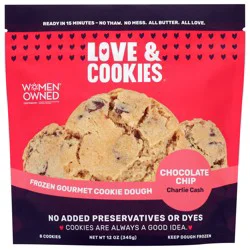 Love & Cookies Frozen Gourmet Chocolate Chip Charlie Cash Cookie Dough 8 Each