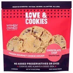 Love & Cookies Frozen Gourmet Chocolate Chip Charlie Cash Cookie Dough 8 Each