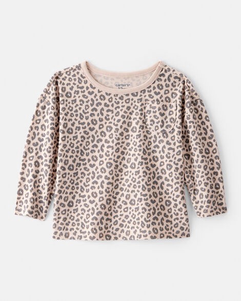 slide 1 of 2, Carter's Baby Girl Leopard Print Long-Sleeve Top - Brown Brown 18M, 1 ct