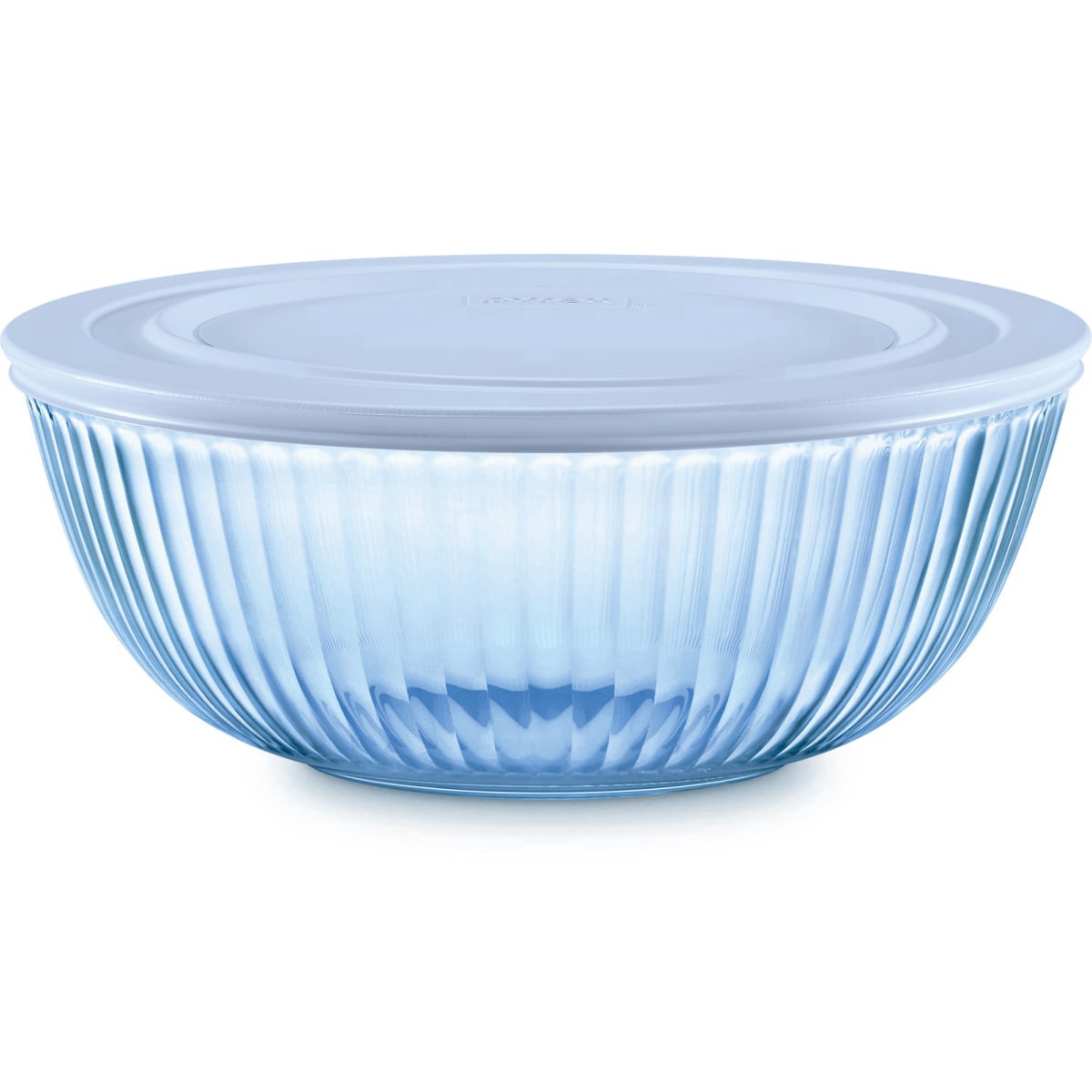 slide 1 of 1, Pyrex Sculpted Tinted Mixing Bowls Blue Bowl with Blue Plastic Cover, 4.5 qt