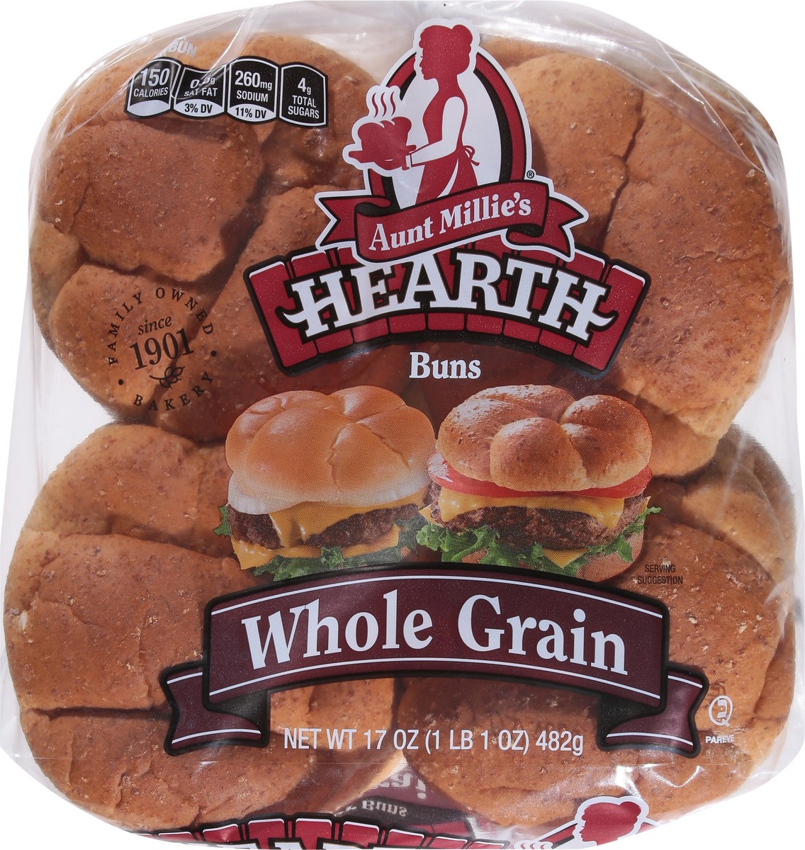 slide 3 of 9, Aunt Millie's Hearth Whole Grain Hamburger Buns, 8 Ct, 8 ct