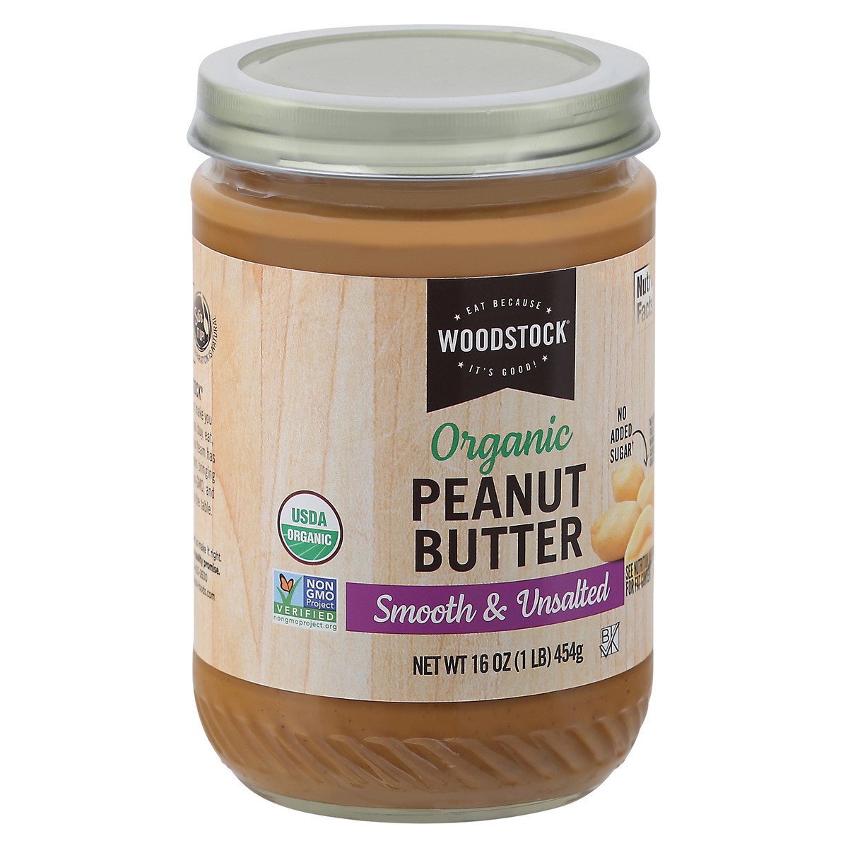 slide 2 of 9, Woodstock Smooth & Unsalted Organic Peanut Butter 16 oz, 16 oz