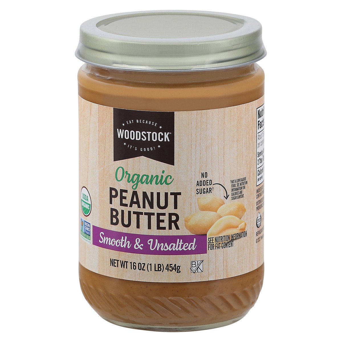 slide 3 of 9, Woodstock Smooth & Unsalted Organic Peanut Butter 16 oz, 16 oz