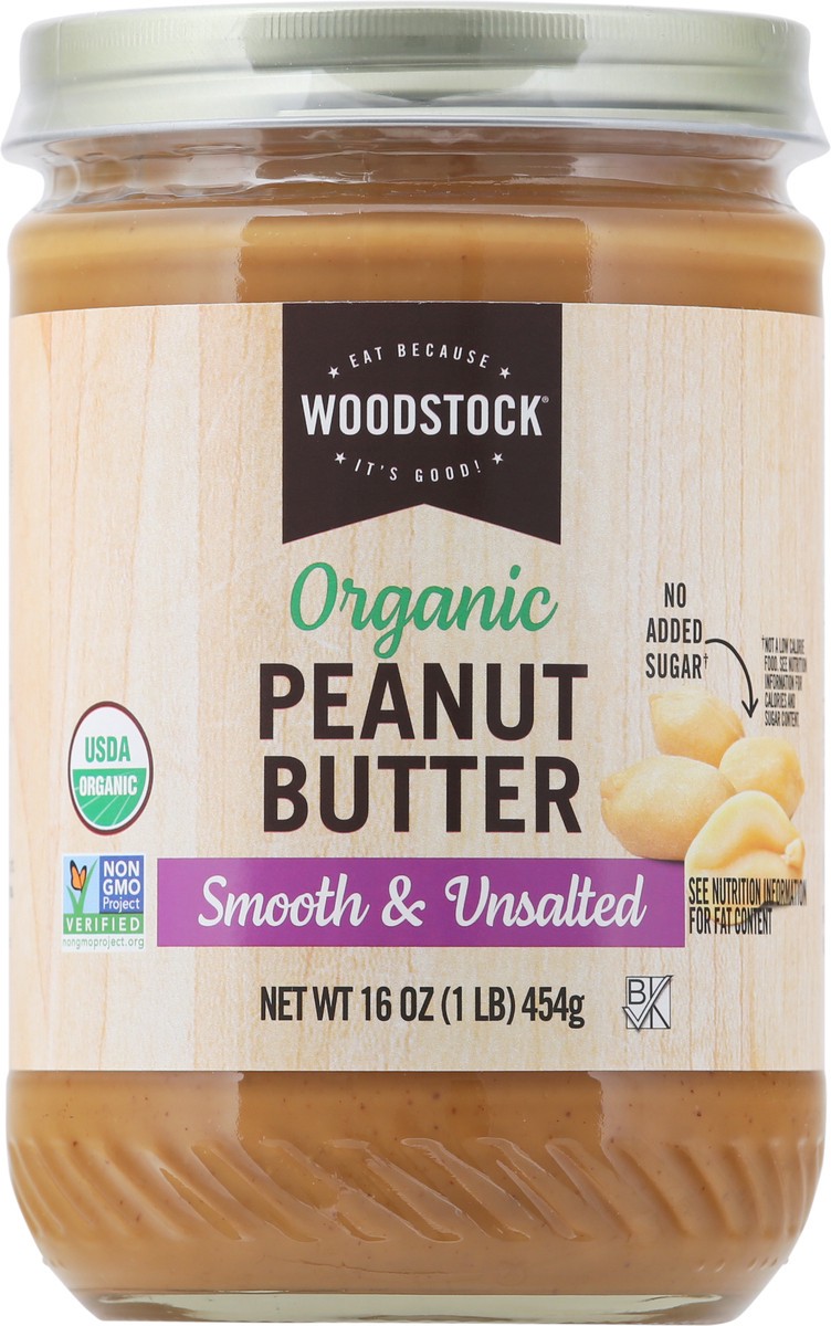 slide 6 of 9, Woodstock Smooth & Unsalted Organic Peanut Butter 16 oz, 16 oz