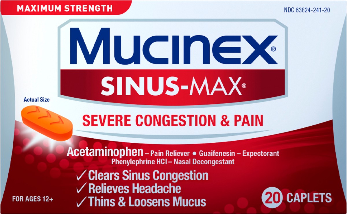 slide 2 of 2, Mucinex Sinus-Max Severe Congestion Relief Caplets - Acetaminophen - 20ct, 20 ct