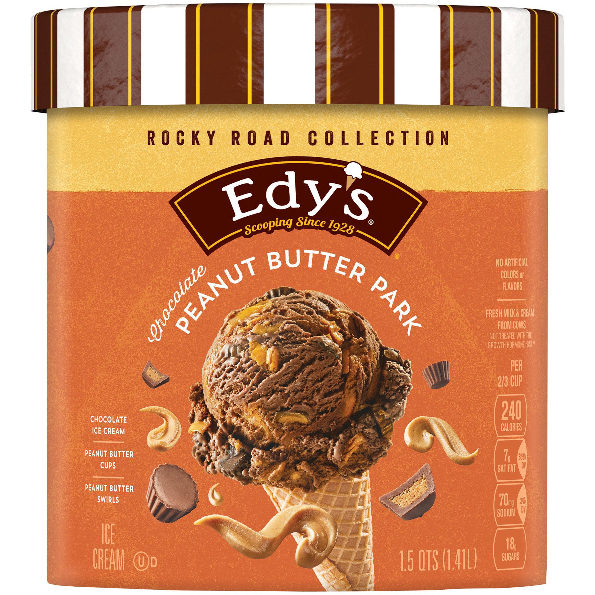 slide 1 of 5, Edy's Edy''s/Dreyer''s Rocky Road Collection Chocolate Peanut Butter Park Ice Cream, 1.5 Qt, 1.5 qt