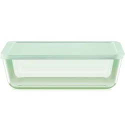 Pyrex Simply Store Colors Tinted 11 Cup Rectangle, Green with Plastic Cover