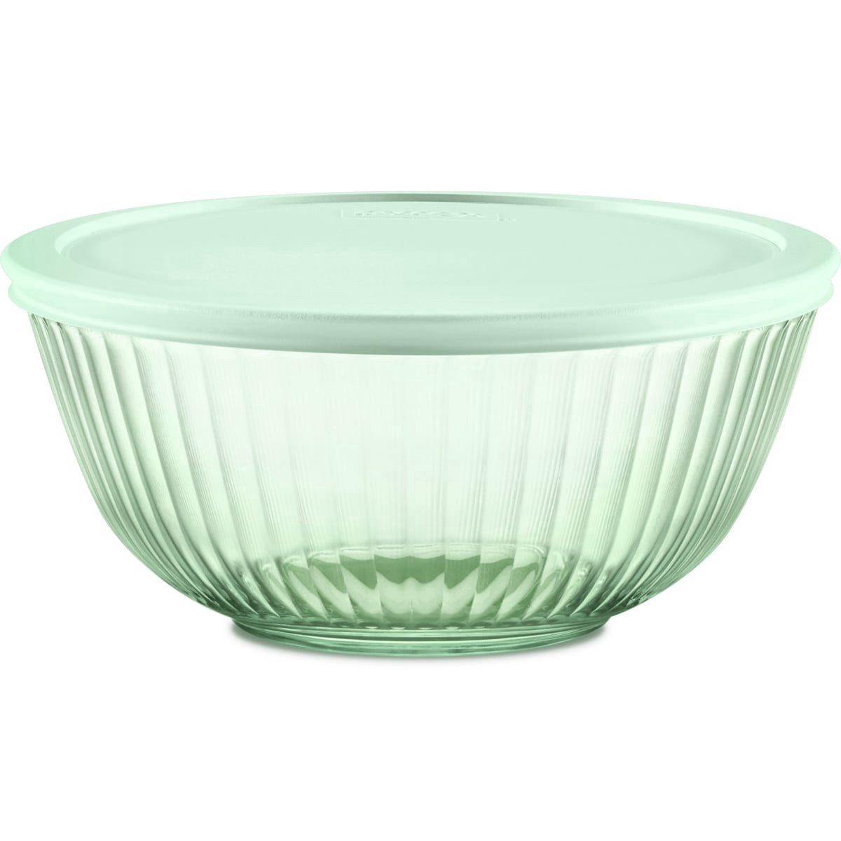 slide 1 of 1, Pyrex Colors Sculpted/Tinted Dreams 2.3qtMixing Bowl with Green Plastic Cover, 1 ct