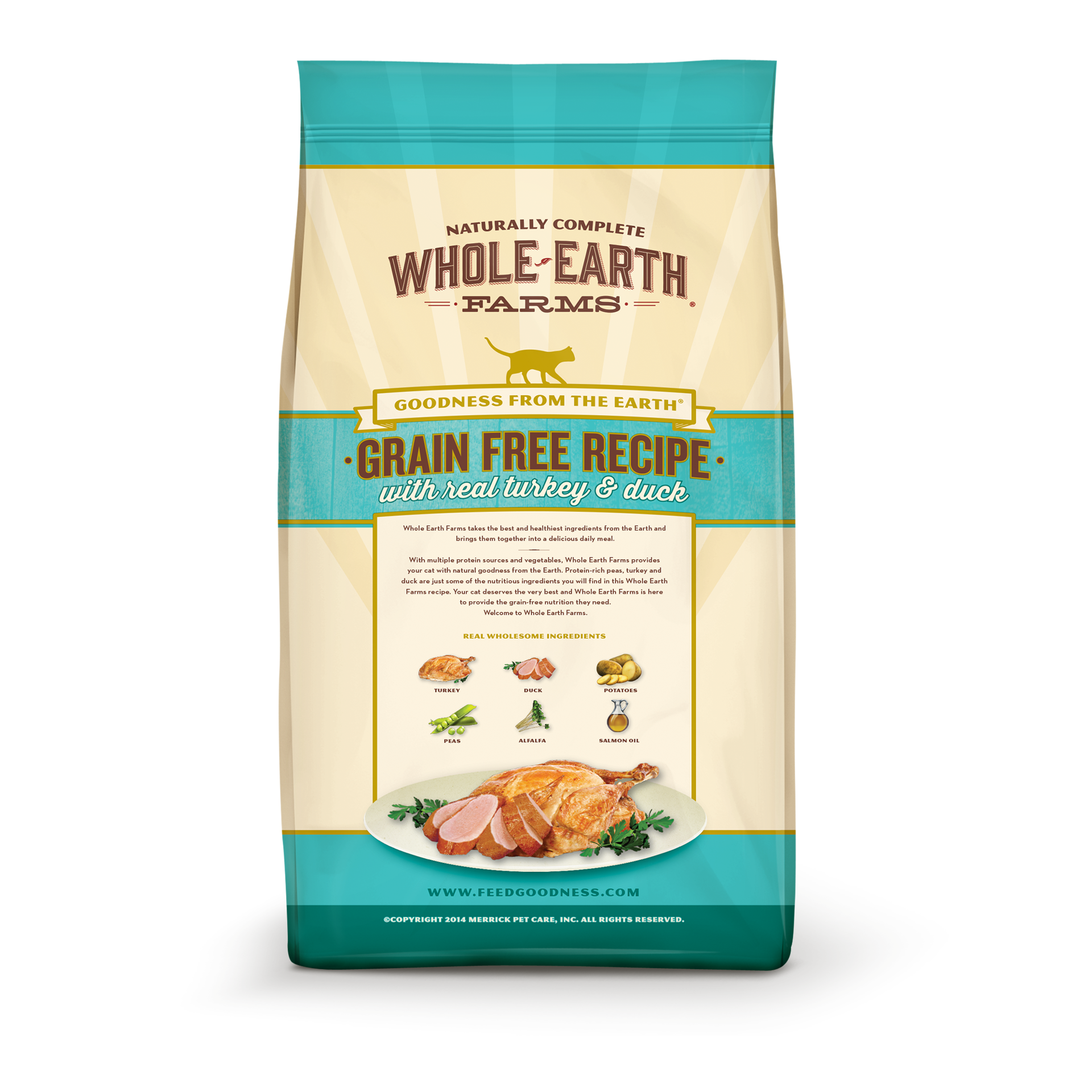 slide 2 of 2, Whole Earth Farms Grain Free Recipe with Real Turkey and Duck Dry Cat Food - 5 lb Bag, 5 lb