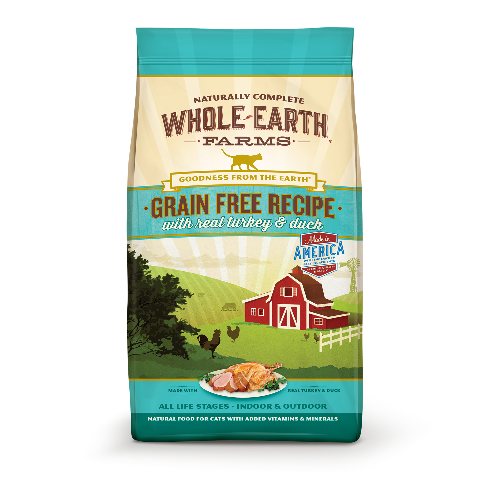 slide 1 of 2, Whole Earth Farms Grain Free Recipe with Real Turkey and Duck Dry Cat Food - 5 lb Bag, 5 lb