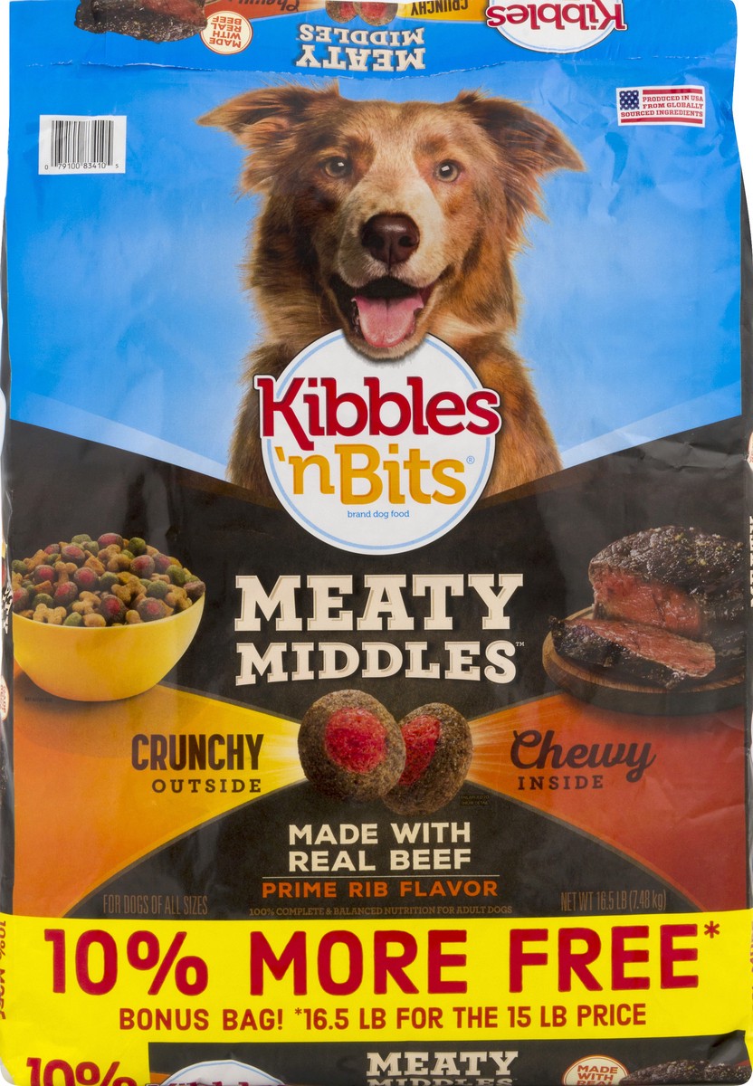 slide 2 of 12, Kibbles 'n Bits Meaty Middles Prime Rib Flavor, Dry Dog Food, 16.5 Pounds, 16.5 lb