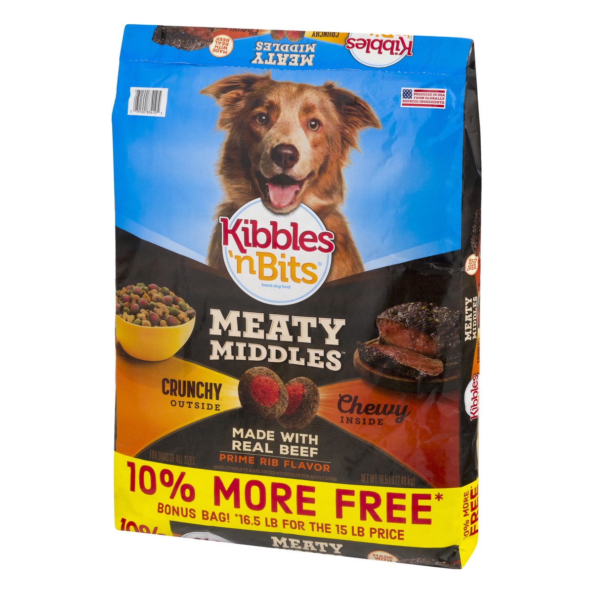 slide 8 of 12, Kibbles 'n Bits Meaty Middles Prime Rib Flavor, Dry Dog Food, 16.5 Pounds, 16.5 lb