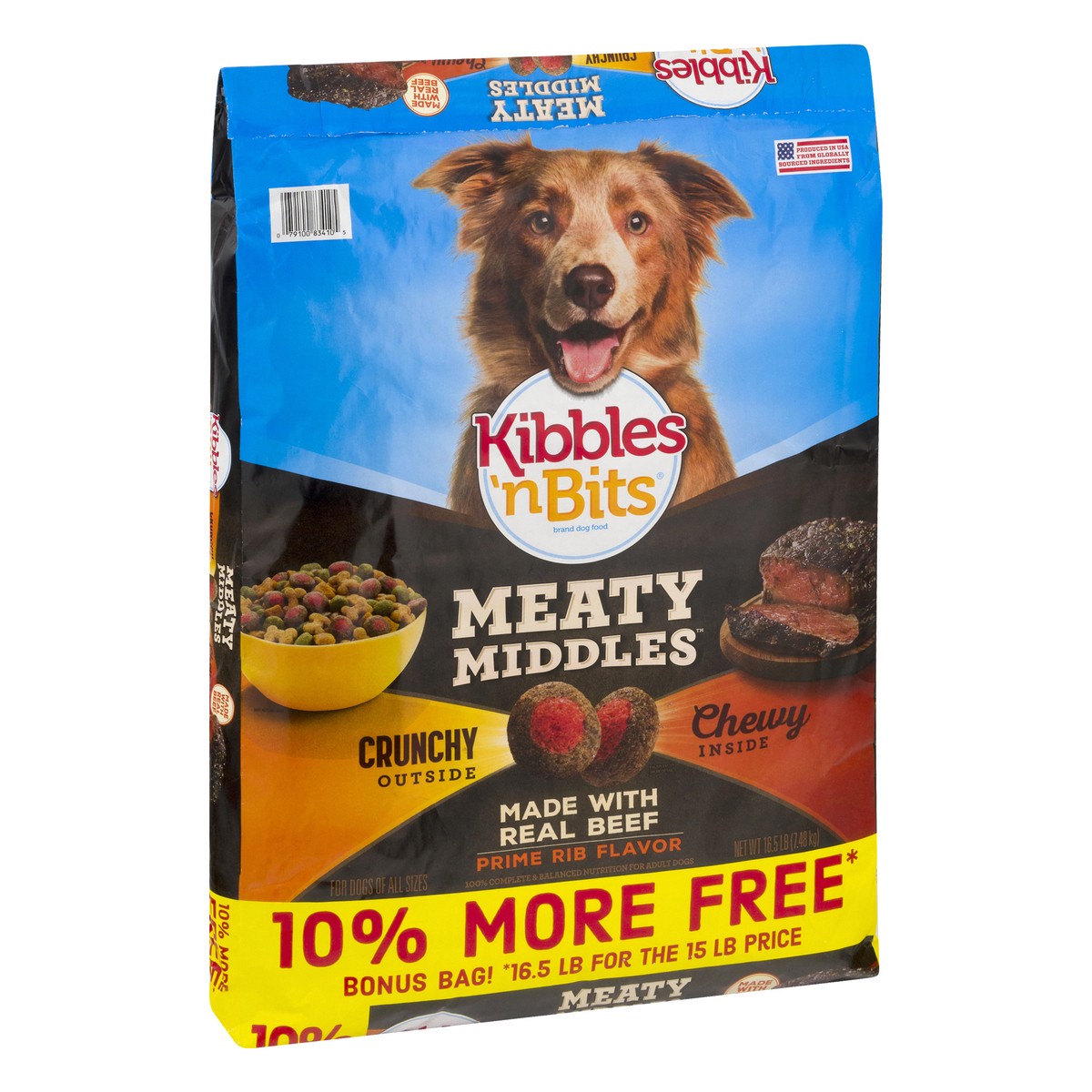 slide 7 of 12, Kibbles 'n Bits Meaty Middles Prime Rib Flavor, Dry Dog Food, 16.5 Pounds, 16.5 lb