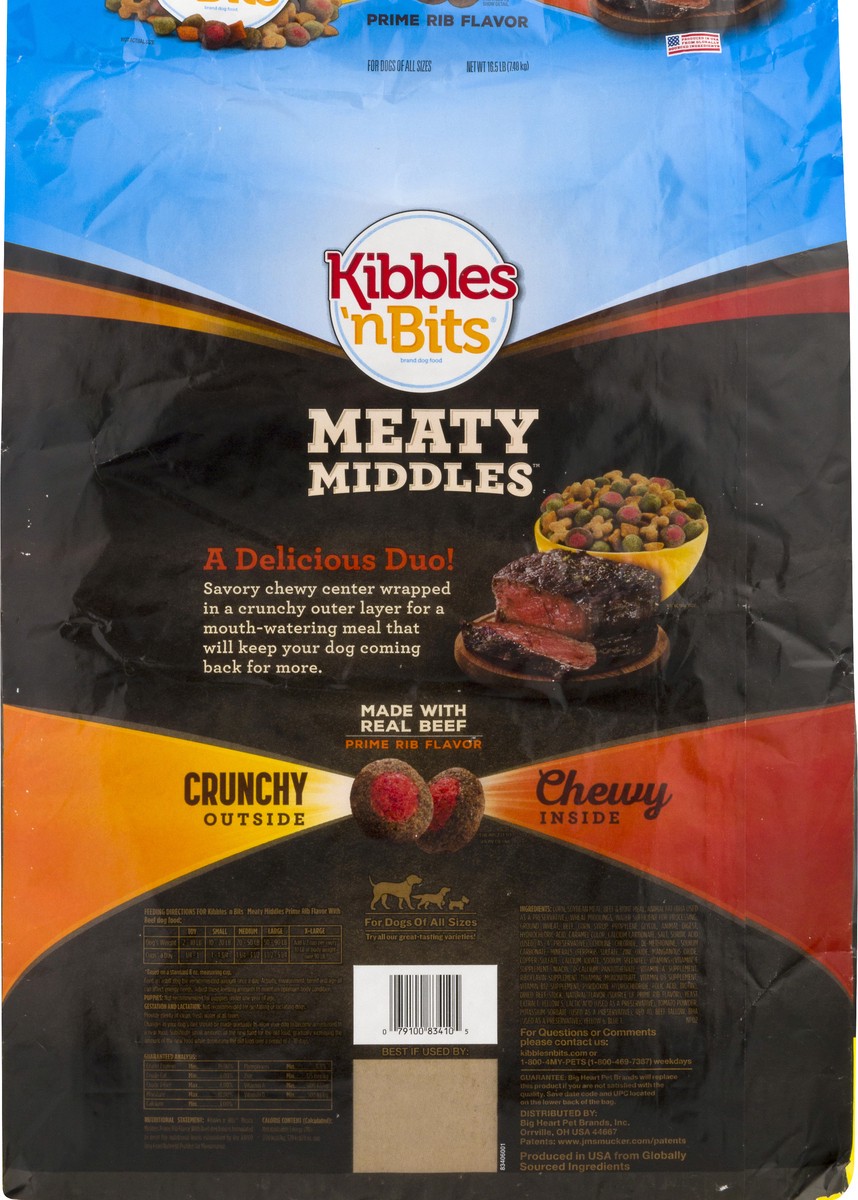 slide 6 of 12, Kibbles 'n Bits Meaty Middles Prime Rib Flavor, Dry Dog Food, 16.5 Pounds, 16.5 lb