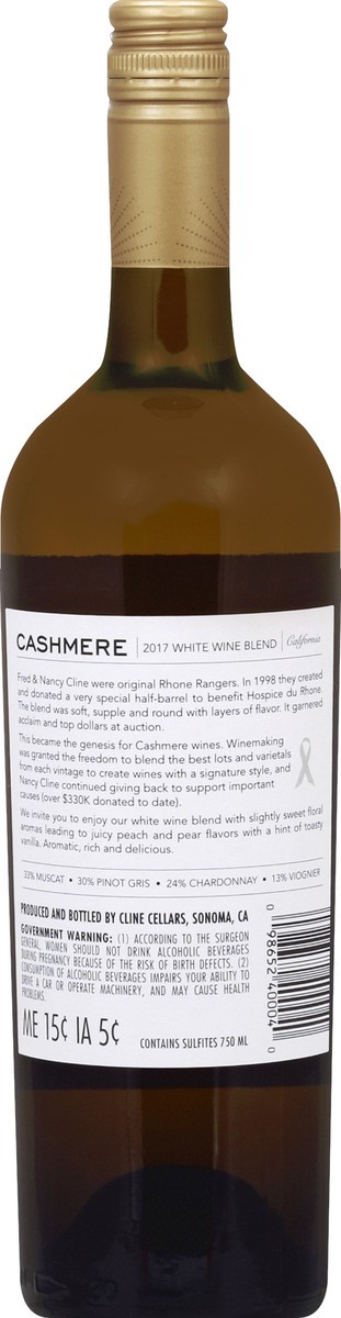 slide 6 of 6, Cline Cashmere White, 750 ml