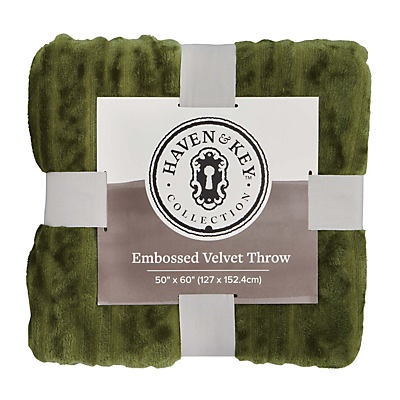 slide 1 of 1, Haven & Key Embossed Moss Velvet Throw, 50 in x 60 in