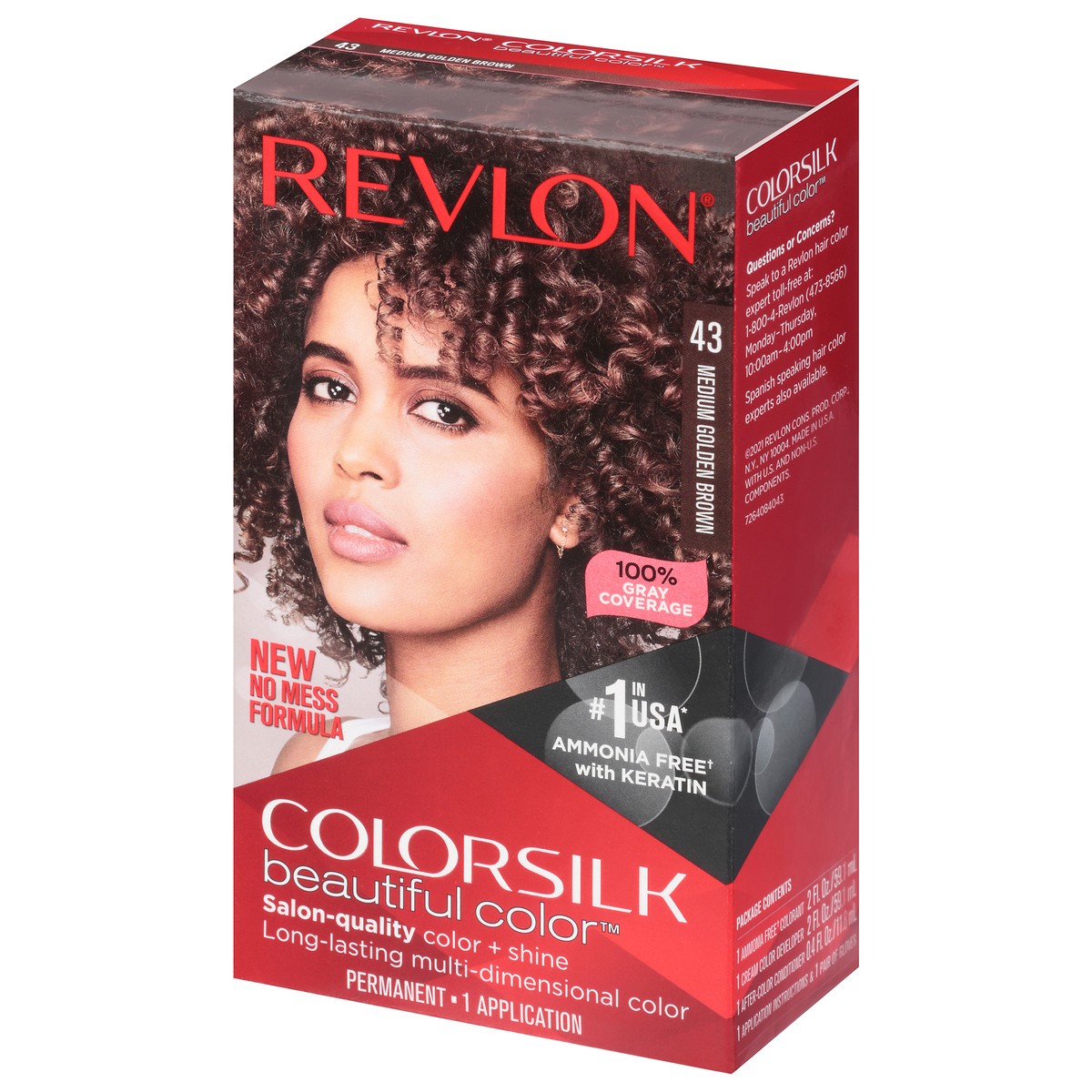 slide 7 of 11, Revlon Colorsilk 43 Medium Golden Brown Vegan Keratin Permanent Hair Color 1 Each, 1 ct