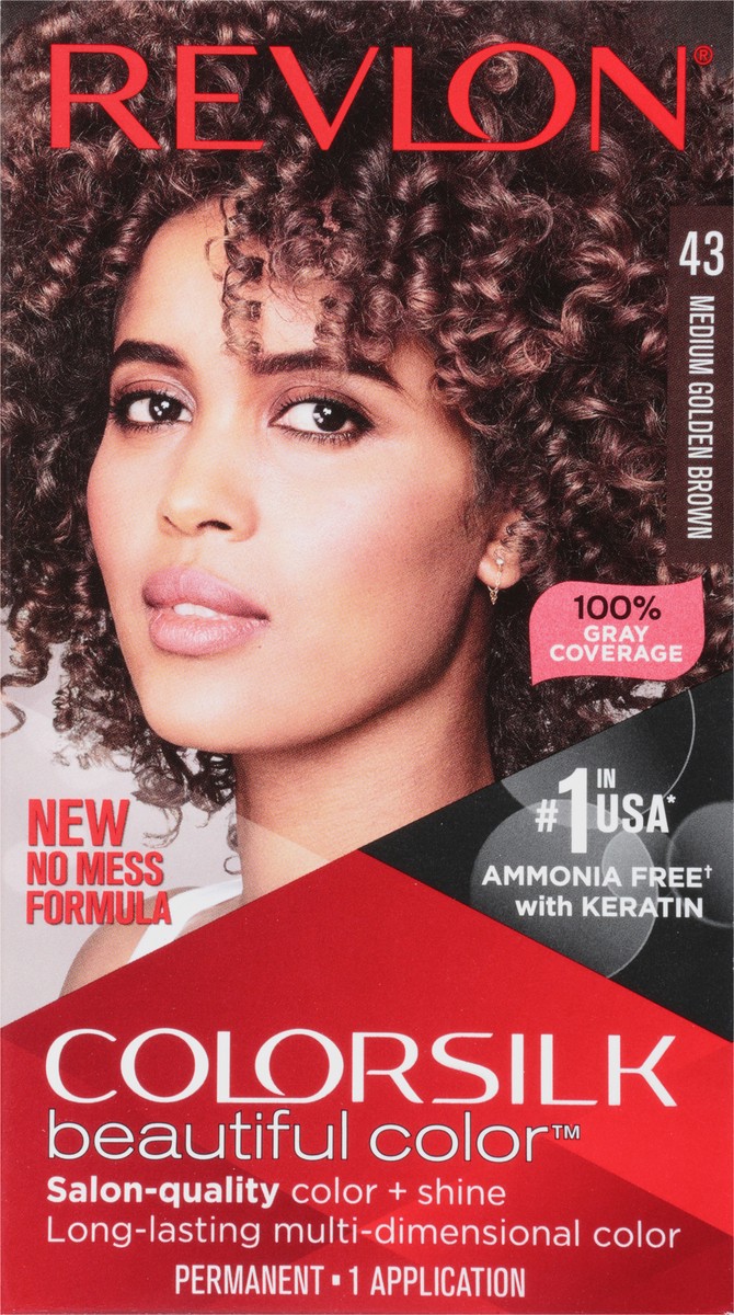 slide 11 of 11, Revlon Colorsilk 43 Medium Golden Brown Vegan Keratin Permanent Hair Color 1 Each, 1 ct